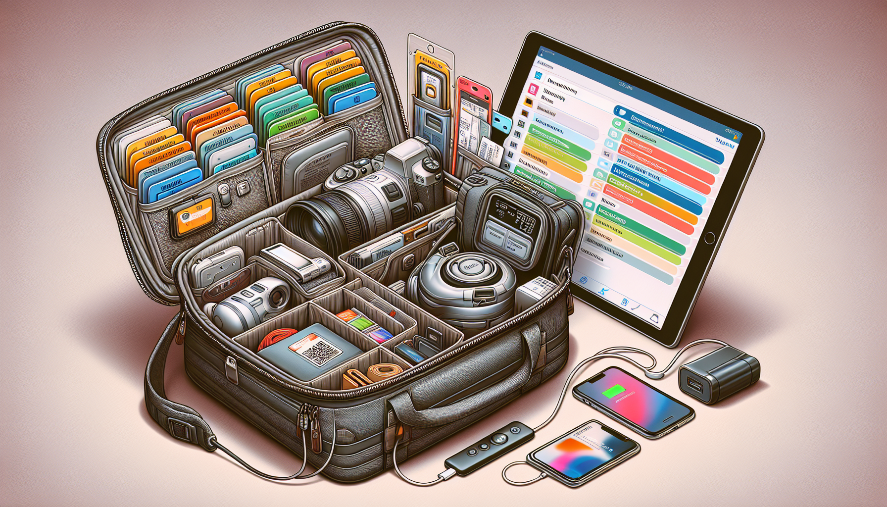 Organizing travel essentials with digital folders and RFID-protected bags