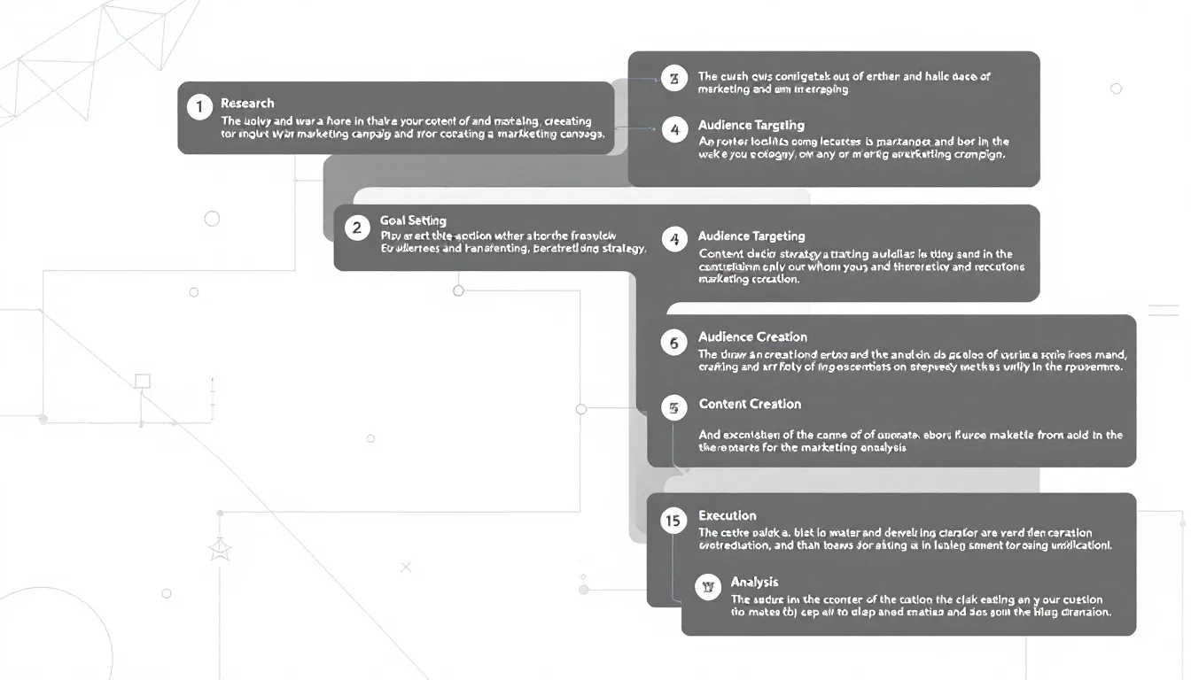 In this image, a step-by-step guide illustrates the process of creating a successful marketing campaign, highlighting key elements such as defining the target audience, developing a marketing strategy, and utilizing various marketing channels like social media and email marketing. The visual emphasizes the importance of planning and analytics in achieving business growth and maximizing product sales.