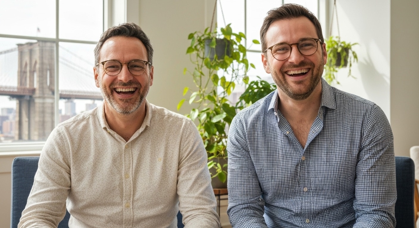 Image of gay couple doing gay couples therapy in NYC with Loving at Your Best Marriage and Couples Counseling.