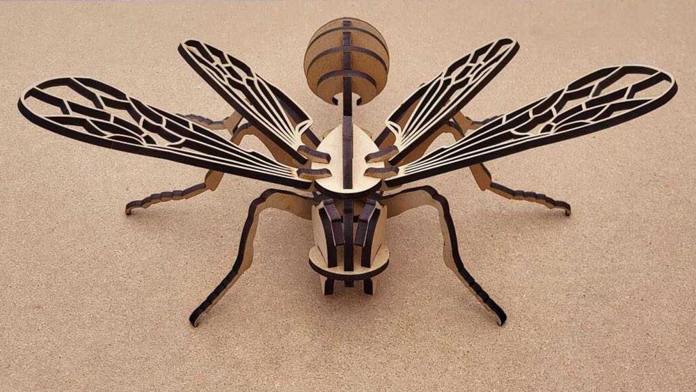 custom cut 3D dragonfly by Joe Jesso