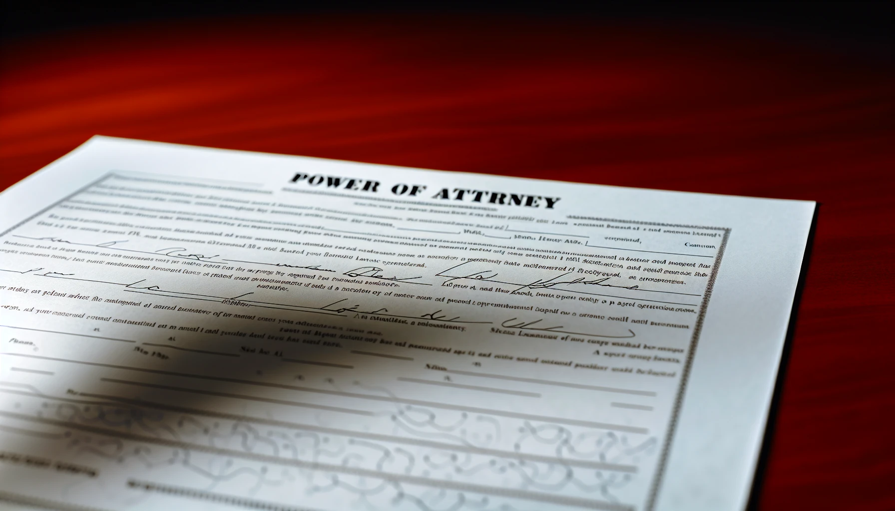 Power of attorney form with signature