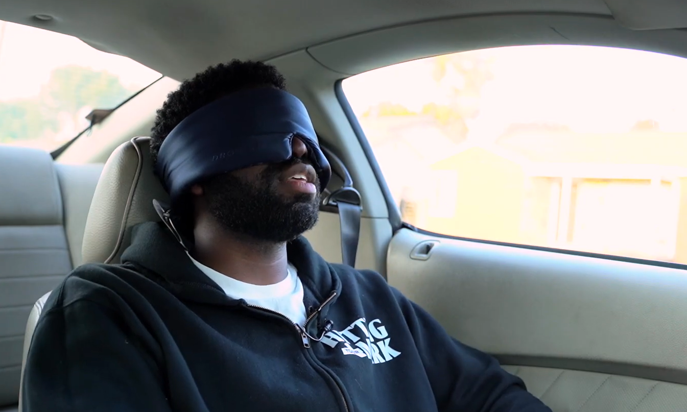 testing the drowsy sleep mask in the car