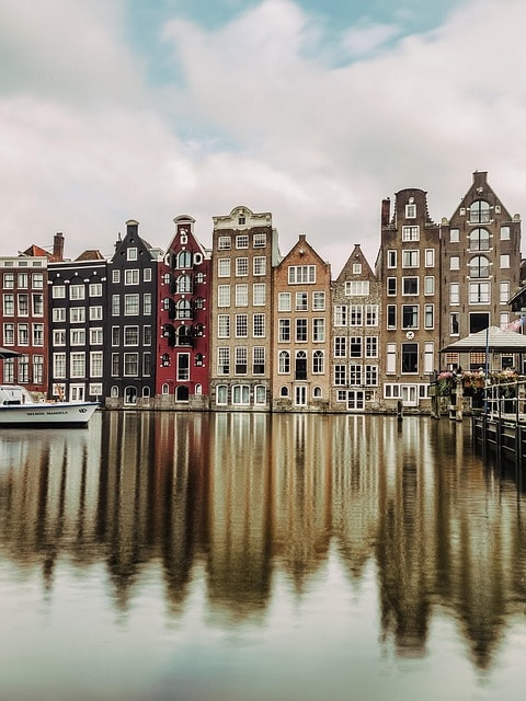 buildings, lake, reflections, urban, city, nature, amsterdam, phone wallpaper, netherlands, aesthetic wallpaper, iphone wallpaper