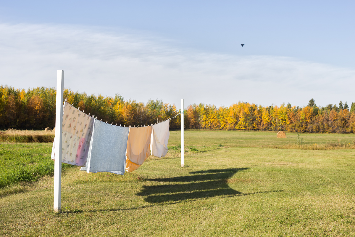 Air drying a weighted blanket