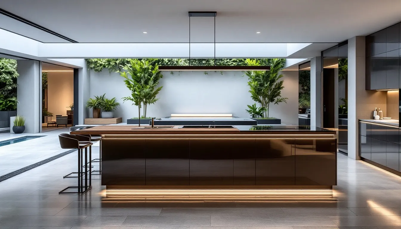 Top 10 Luxury Kitchen Remodeling Ideas for 2025 2 An oversized kitchen island with bar stools and modern design.