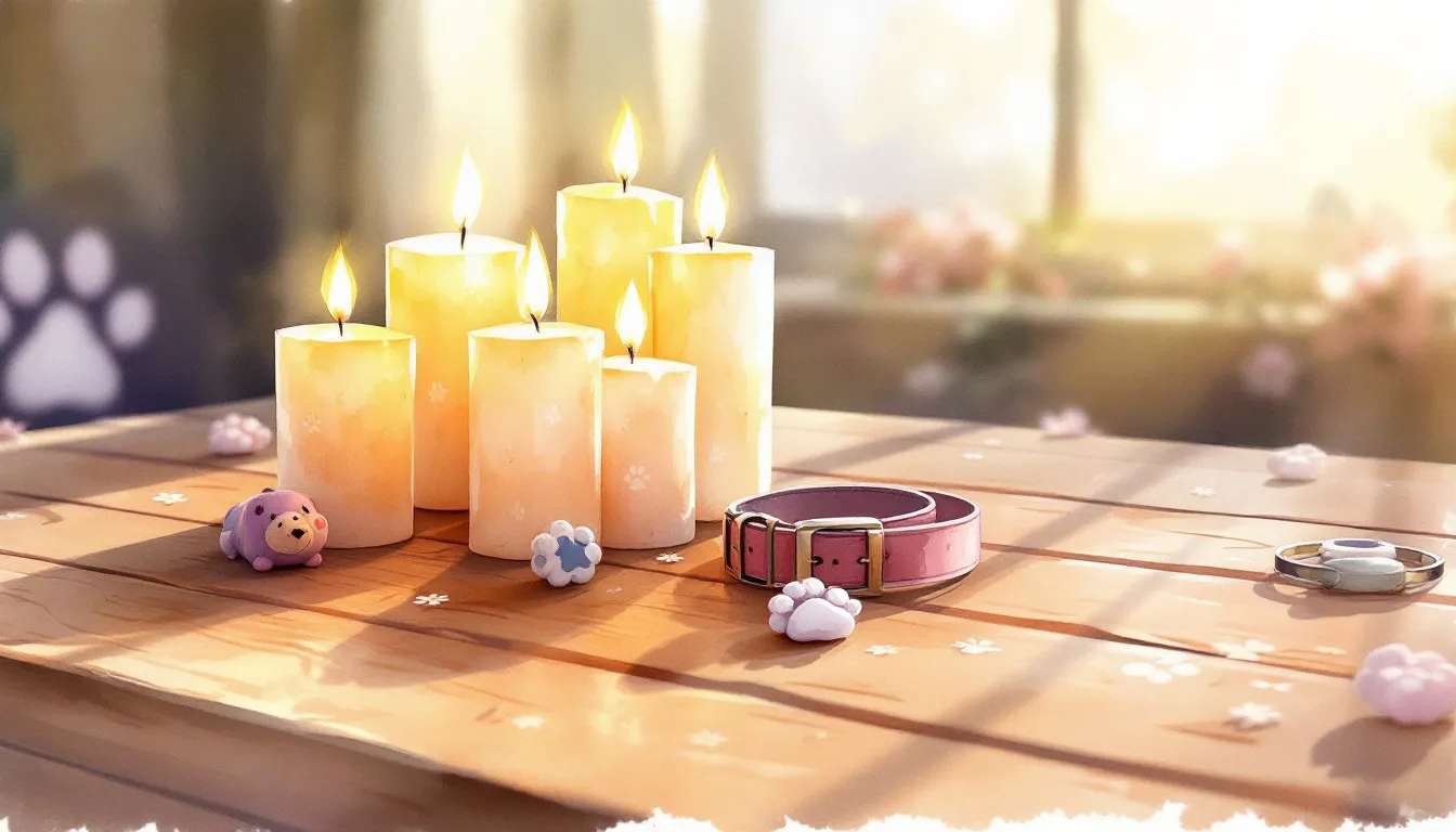 Memorial candles that provide comfort and remembrance for those mourning a pet.