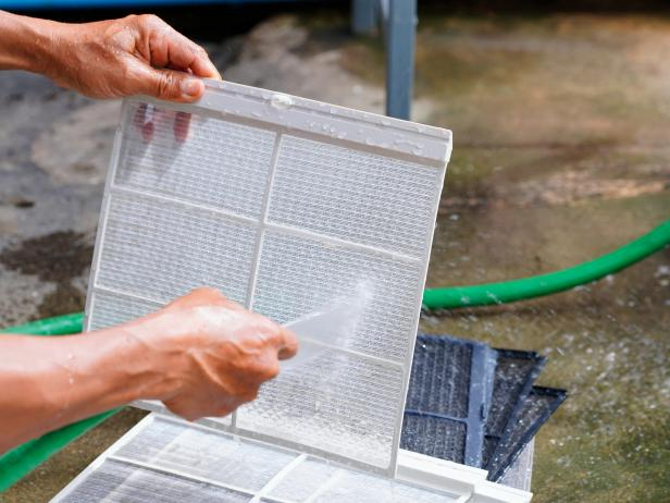 Wash the filters of your AC unit with mild soap and warm water