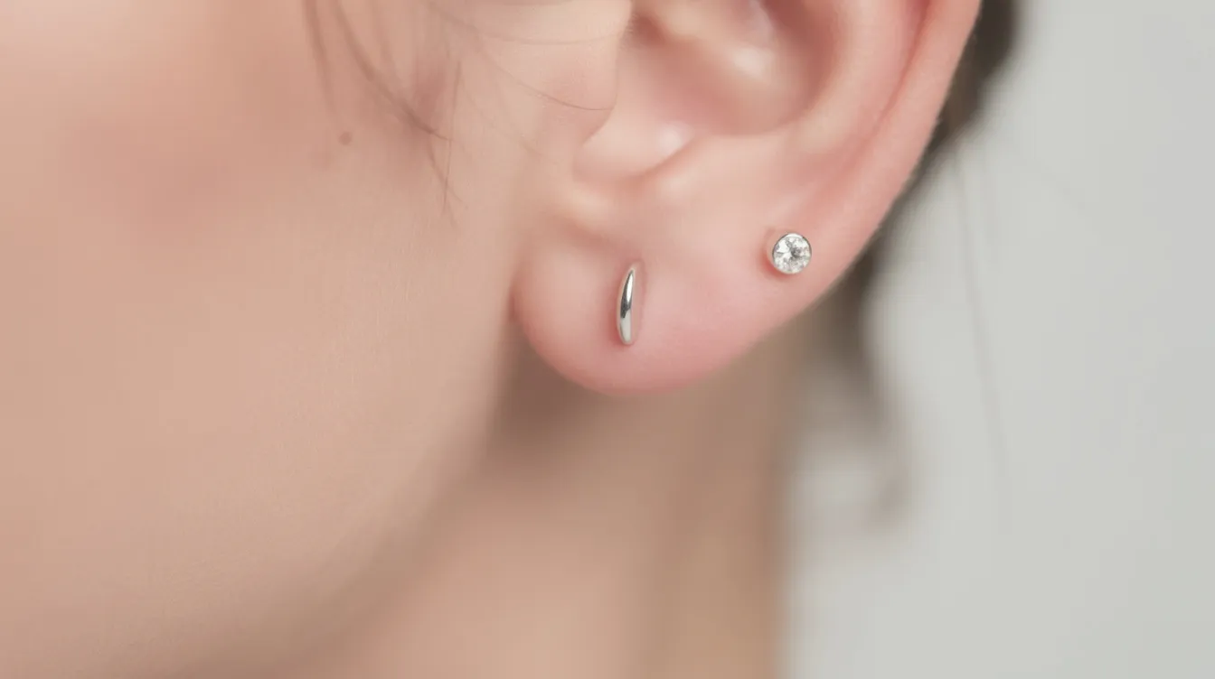The image features a pair of elegant sterling silver stud earrings, designed with a classic style that complements any jewellery collection. These hypoallergenic silver studs are adorned with sparkling cubic zirconia, making them a perfect choice for sensitive skin while adding a touch of timeless appeal to your look.