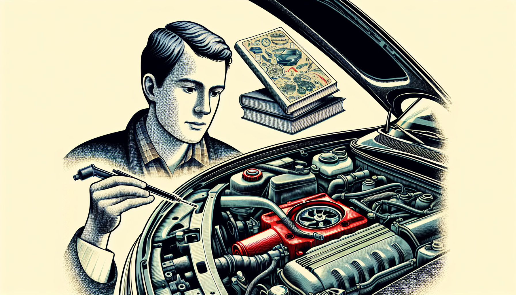 Illustration of a car with a transmission fluid check