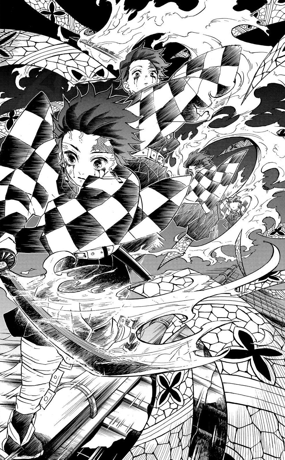 Tanjiro performing Hinokami Kagura against Daki from demon slayer