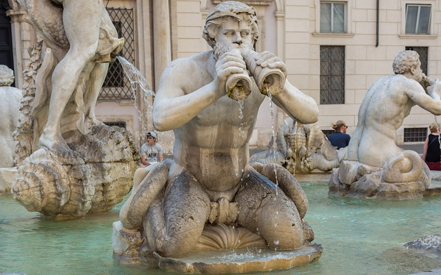 rome, fountain of the moor, piazza navona