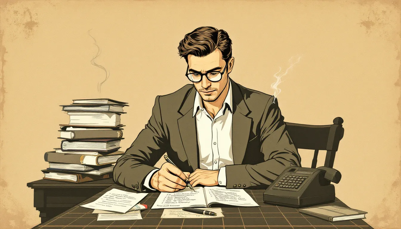 An illustration of a writer creating a shortlist of literary agents.