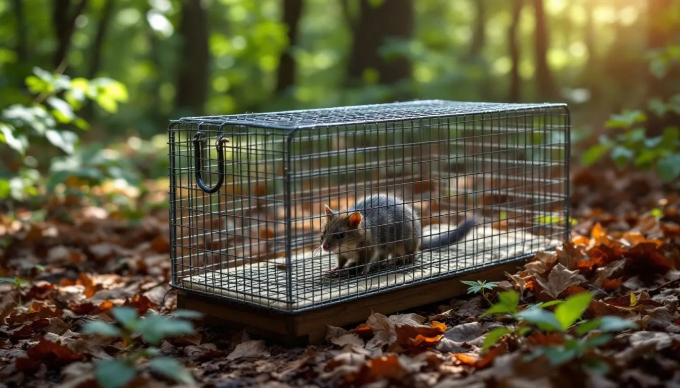 A humane trapping setup designed for the safe capture of animals, illustrating the promotion of animal welfare.