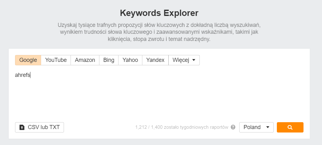 Funkcja Keywords Explorer