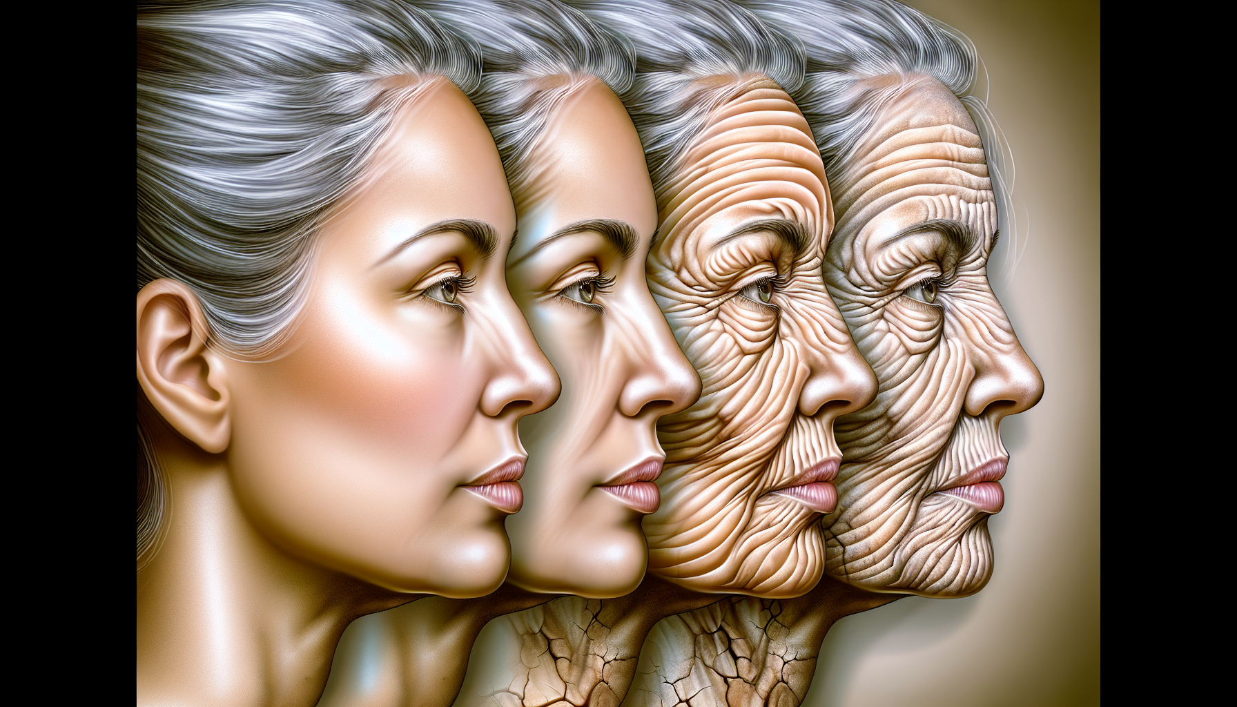 Illustration of aging skin due to declining estrogen levels and reduced collagen production