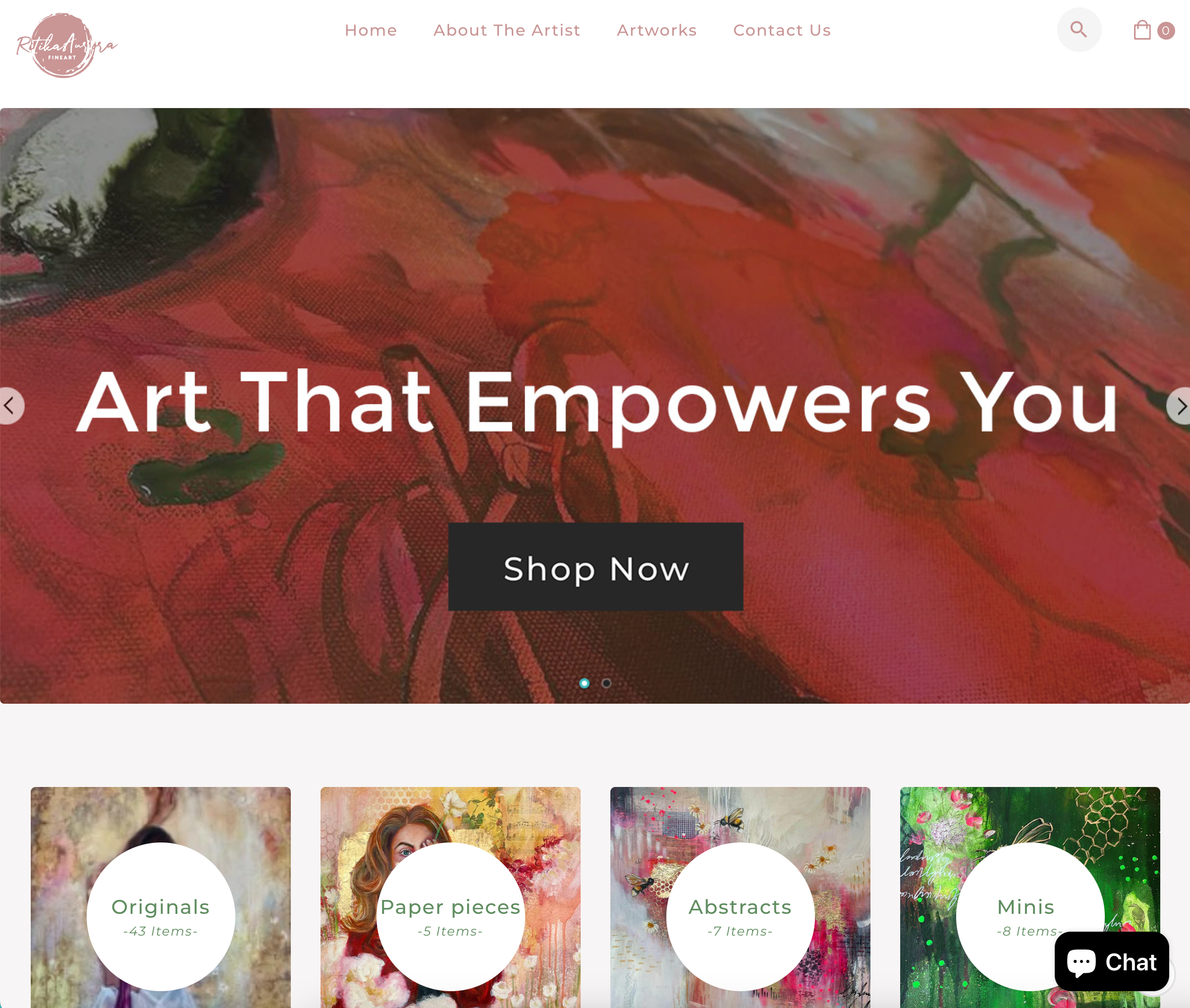Professional portfolio website design from artist Ritika Aurora