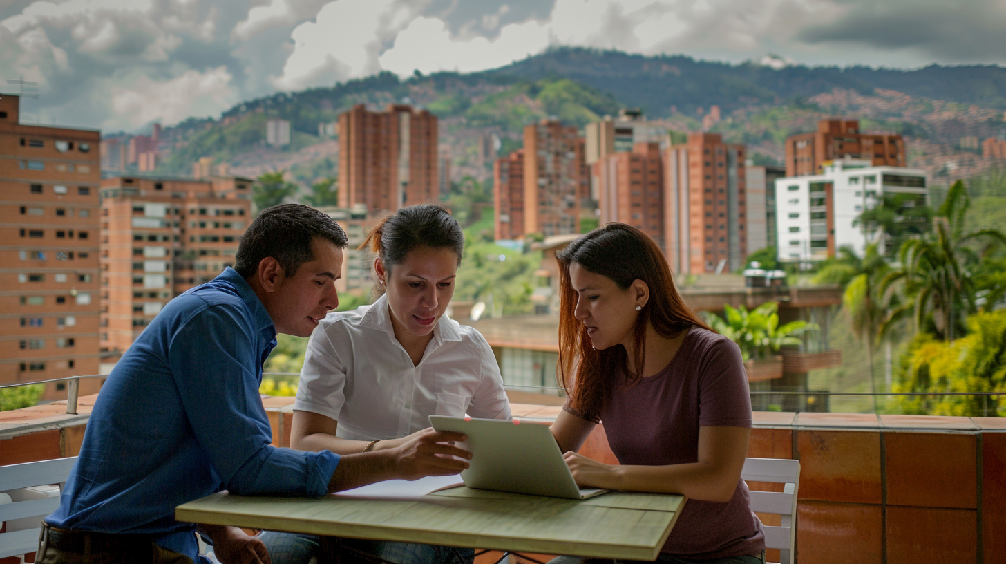 Expert real estate agent in Medellín guiding clients, highlighting the importance of local knowledge in Medellín Colombia's real estate market.