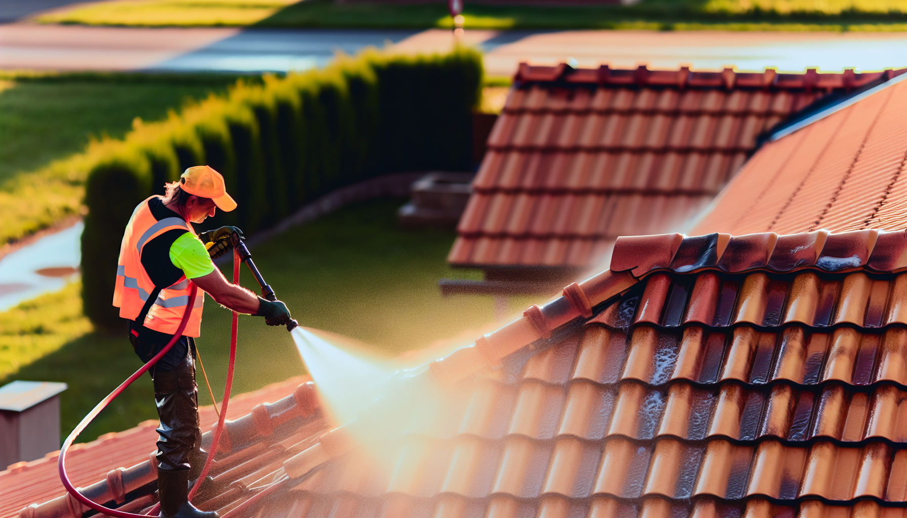 Cleaning your roof with a garden hose