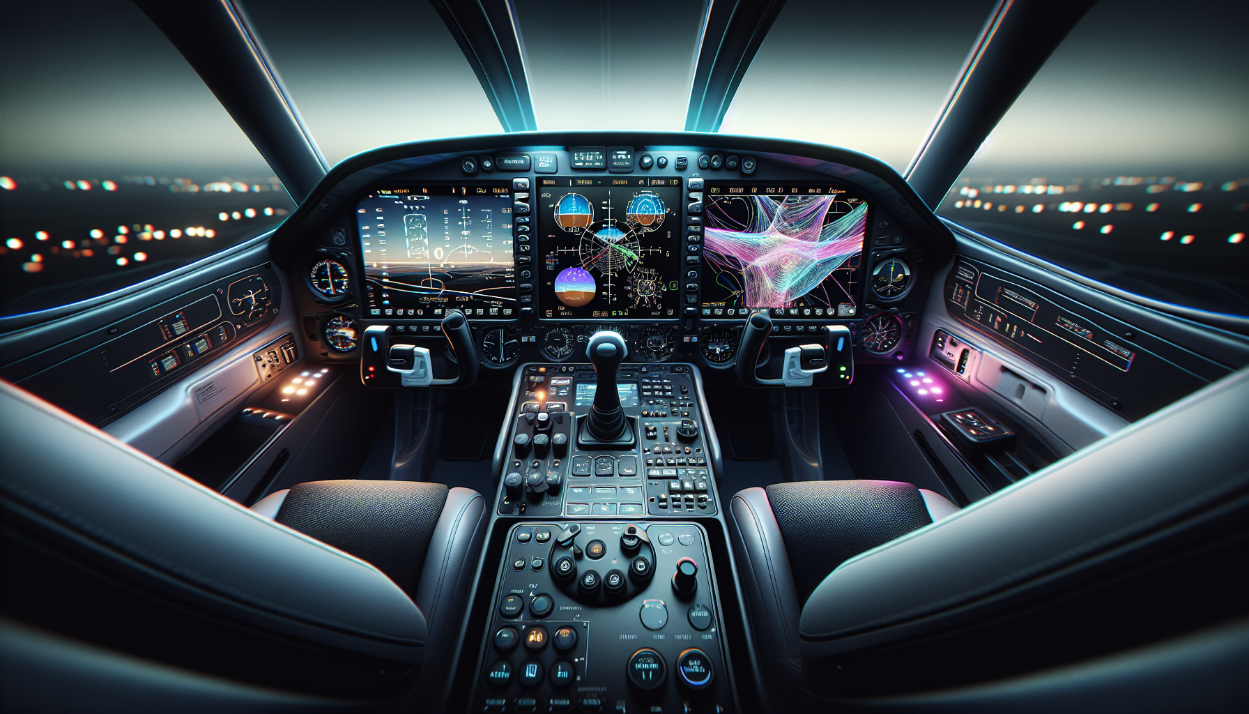 Illustration of the cockpit with advanced avionics in the Cirrus SR22