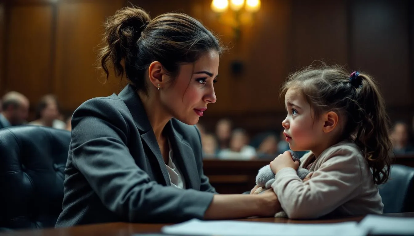 A visual depiction of child custody considerations in divorce cases involving adultery, showing a parent-child interaction.