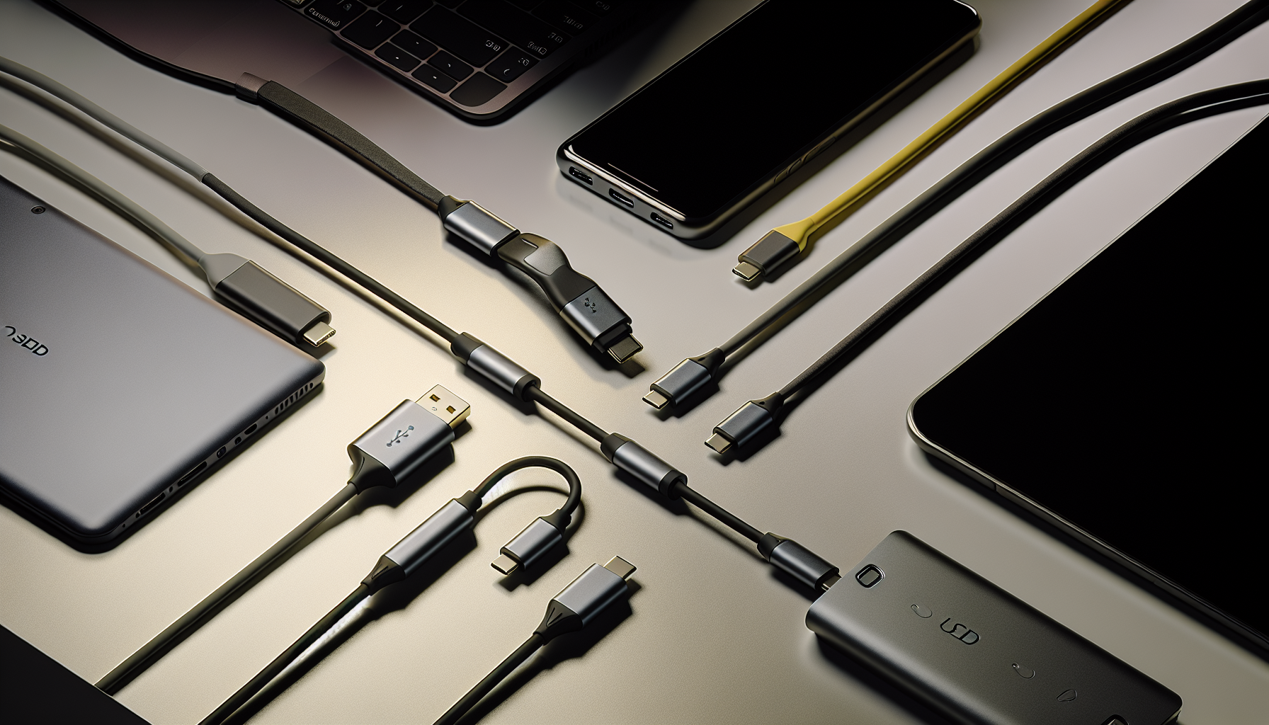 Various USB C cables and devices
