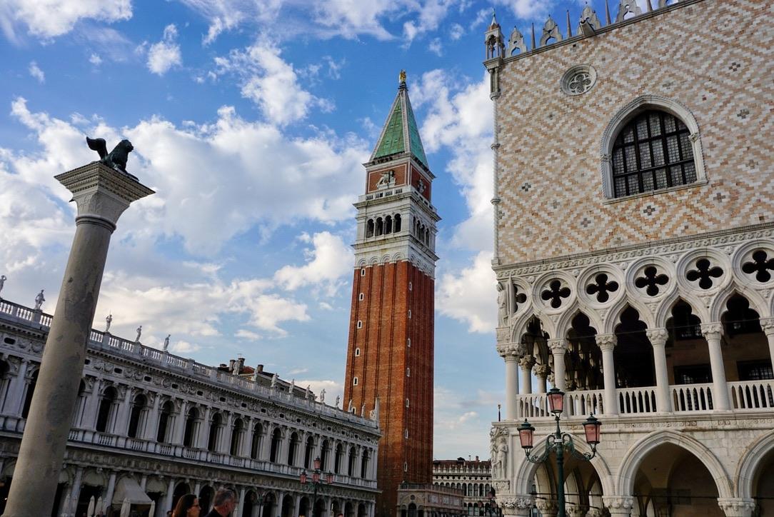 Iconic buildings in St. Mark's Square in Venice, Italy