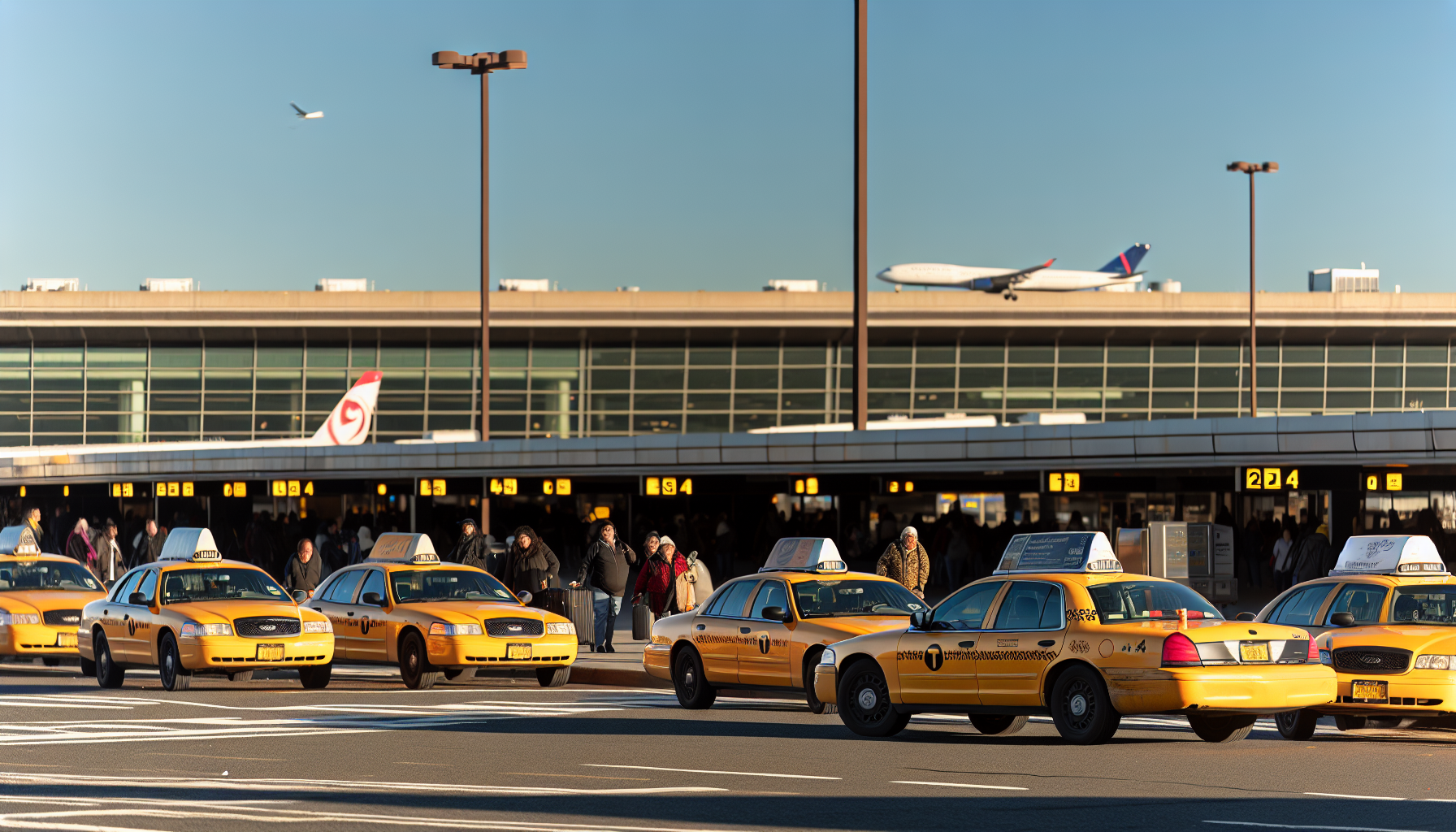 Yellow taxi cabs at Newark Airport