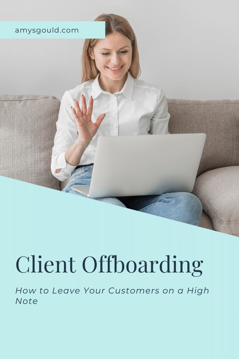 Client Offboarding, How to Leave Your Customers on a High Note. Woman waving on offboarding call with client