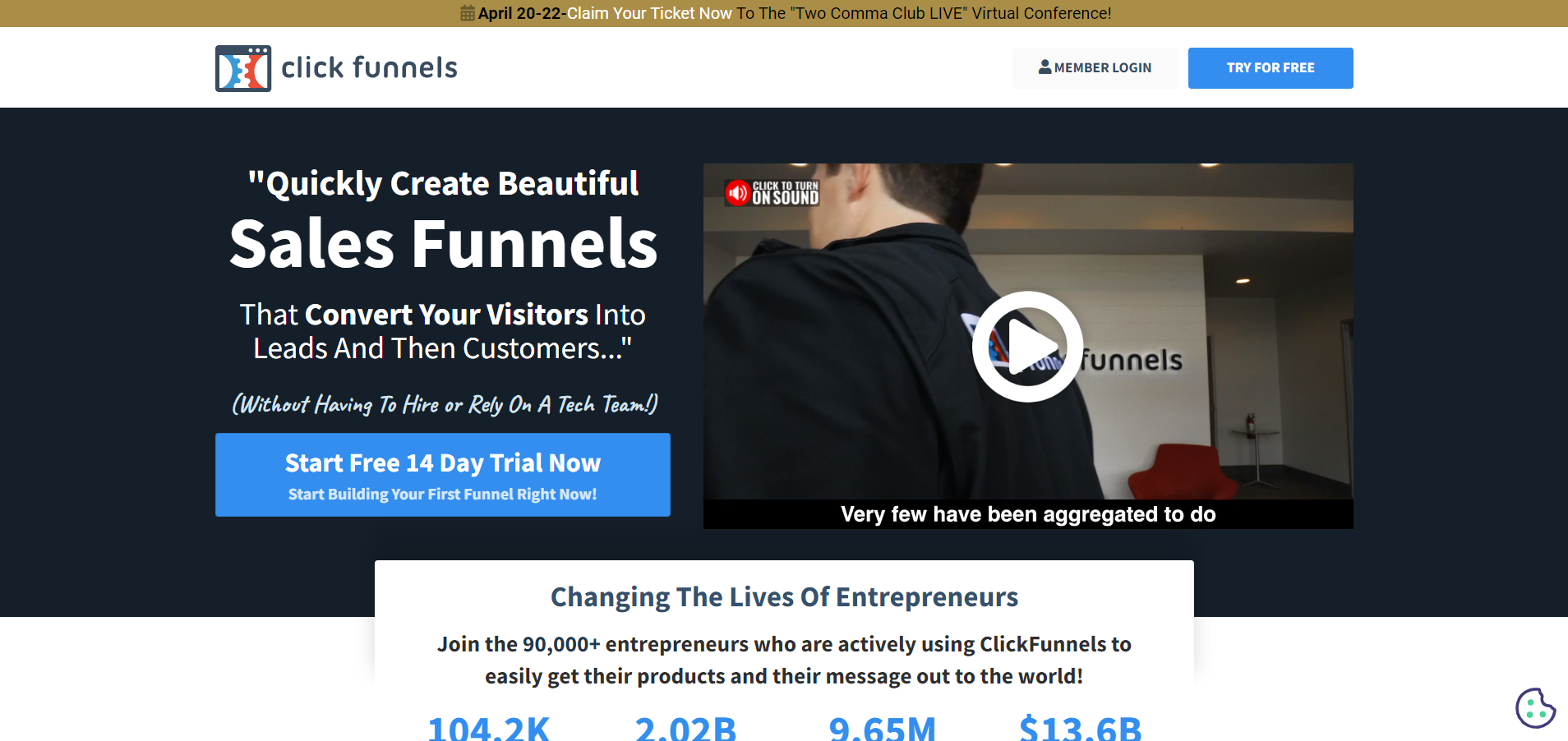 ClickFunnels main page