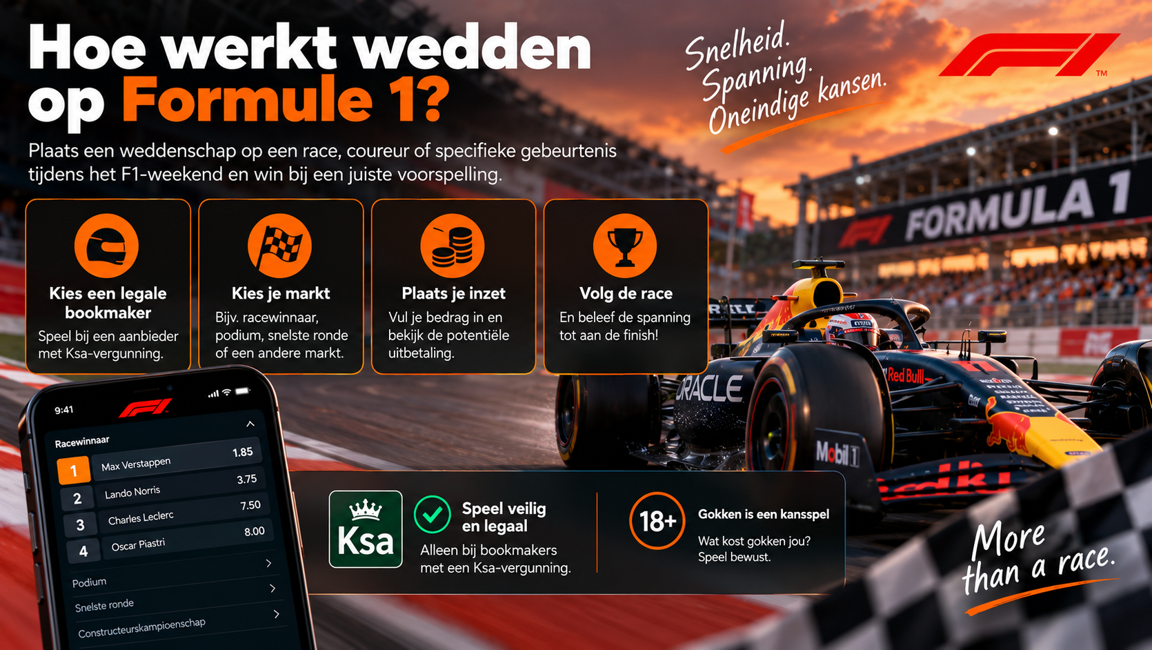 Stap-voor-stap uitleg hoe wedden op Formule 1 werkt bij een legale bookmaker.