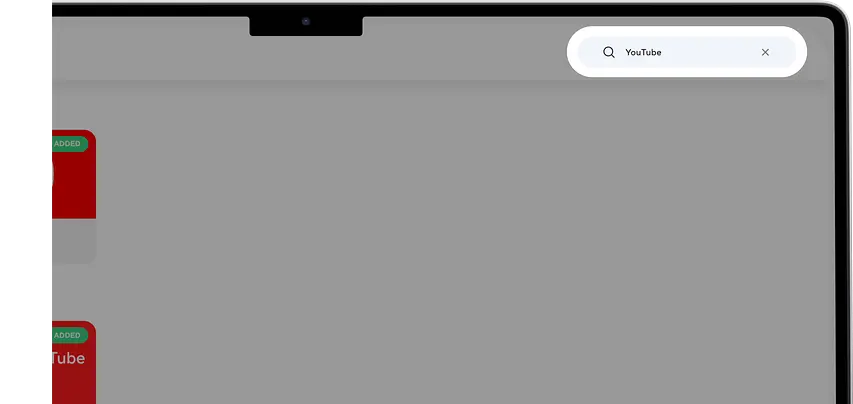 search bar, type “YouTube”