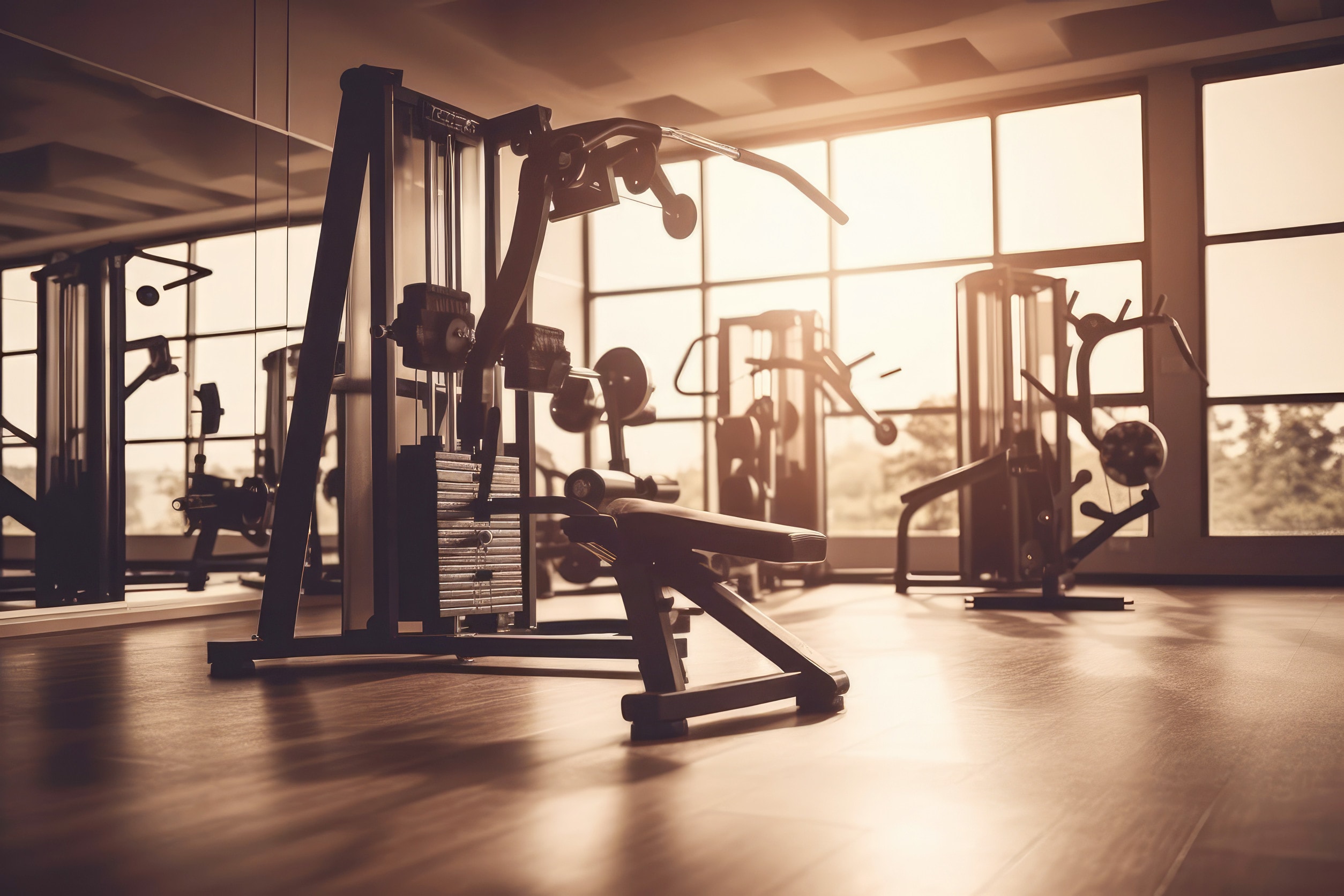 Machinery and equipment standing alone in an empty gym