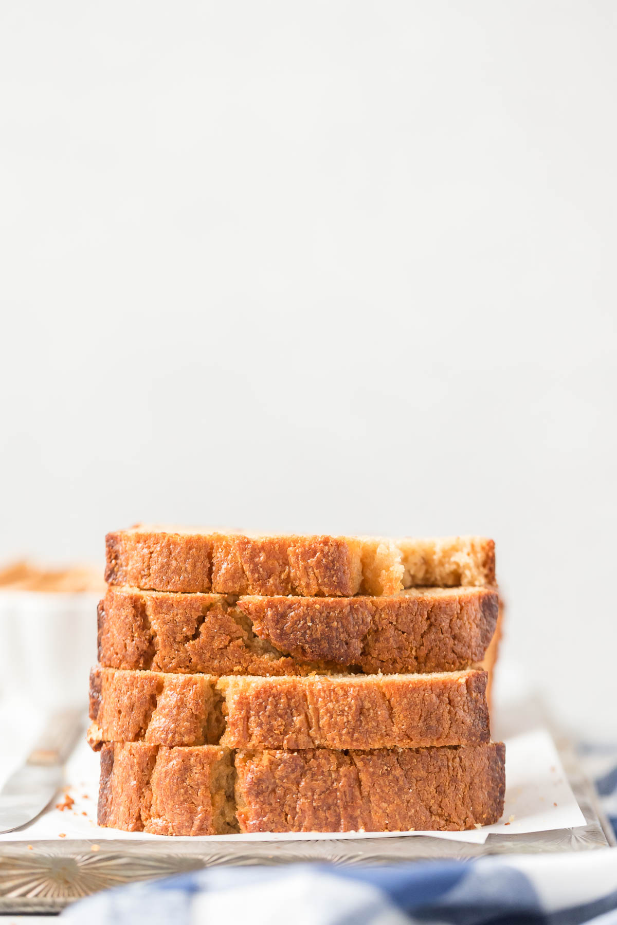 four slices of peanut butter bread stacked