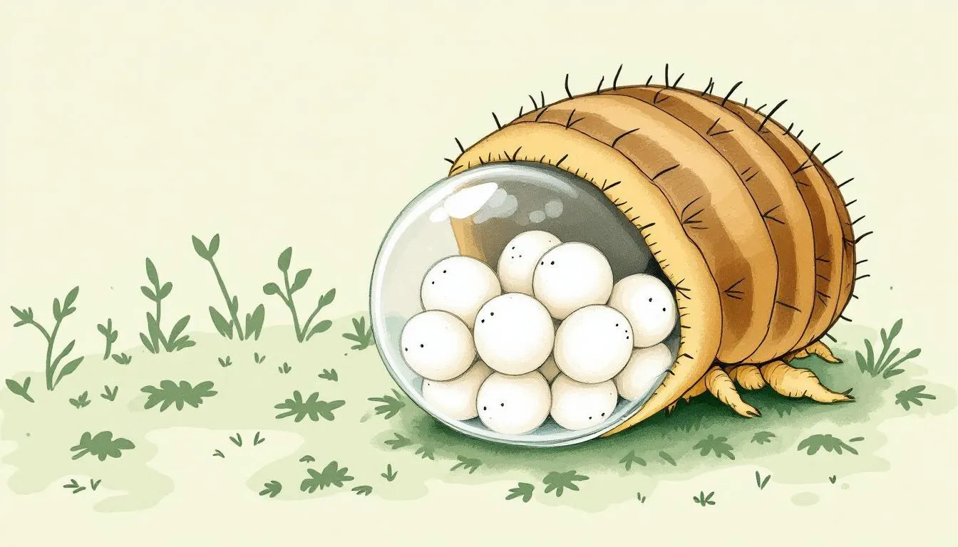 A woodlouse with eggs in its brood pouch, highlighting its breeding process.