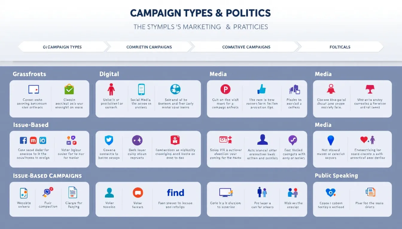 The image illustrates various campaign types and strategies in digital marketing, highlighting the importance of geofencing marketing to target local customers. It features elements like mobile devices, location data, and ads designed to engage users when they enter specific locations, enhancing foot traffic and increasing sales for businesses.