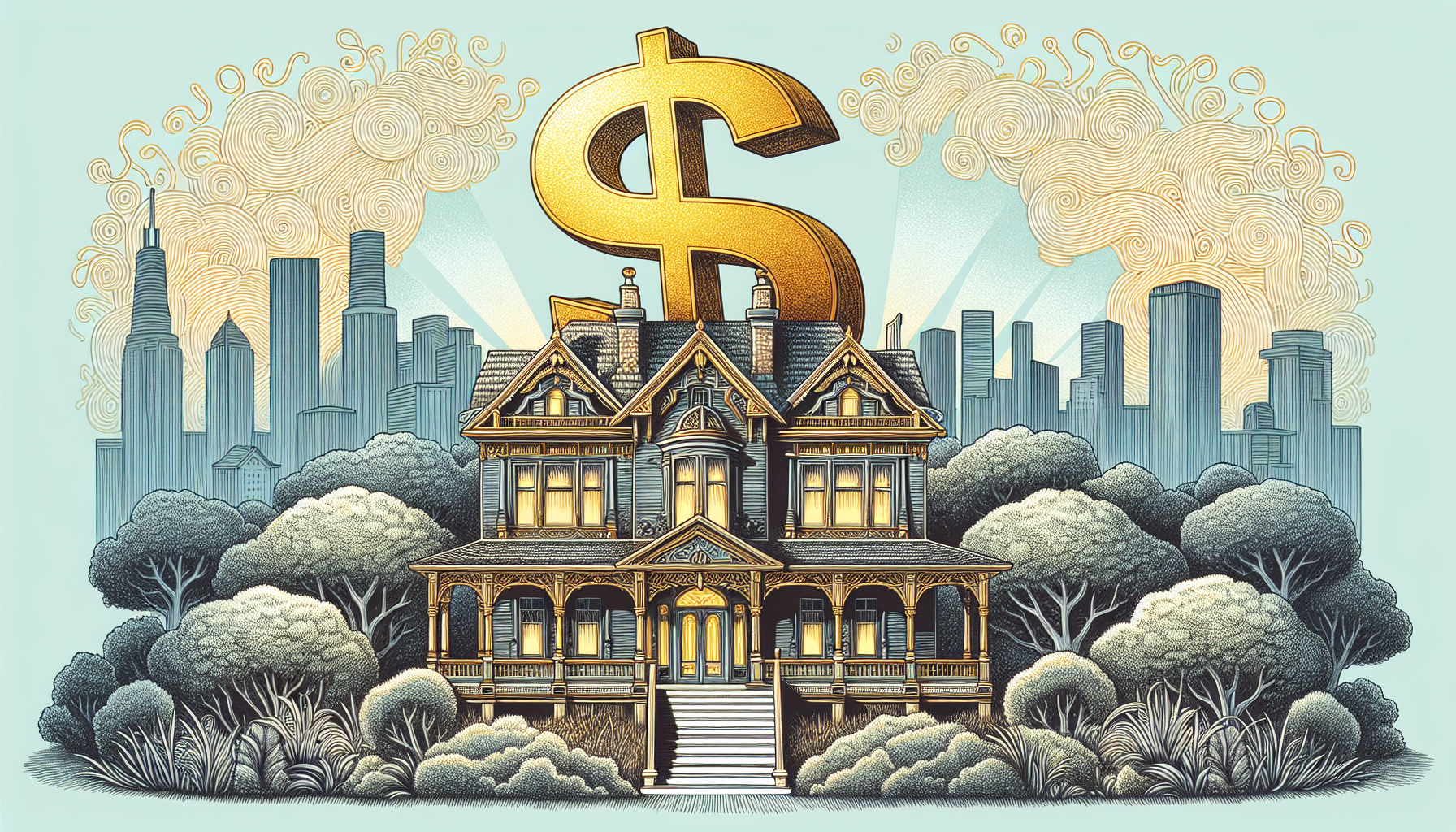 Illustration of a house with a dollar sign to represent capital gains tax on home sales