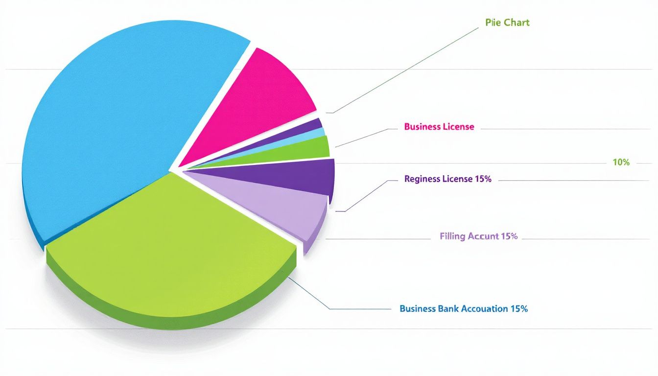 A breakdown of costs associated with starting an LLC, presented in a pie chart.