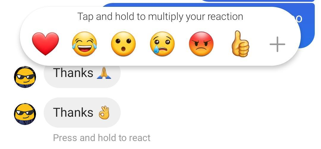 Instagram emoji reaction after long-pressing a specific message in Instagram