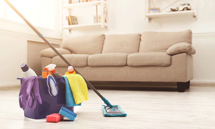 Set a timer, make a playlist, and gather all the cleaning supplies before starting the cleaning process