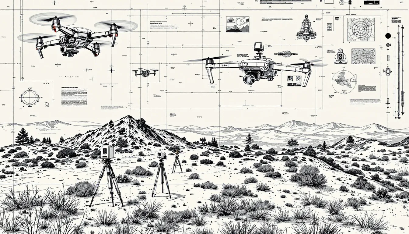 Advanced aerial surveying techniques using drones.