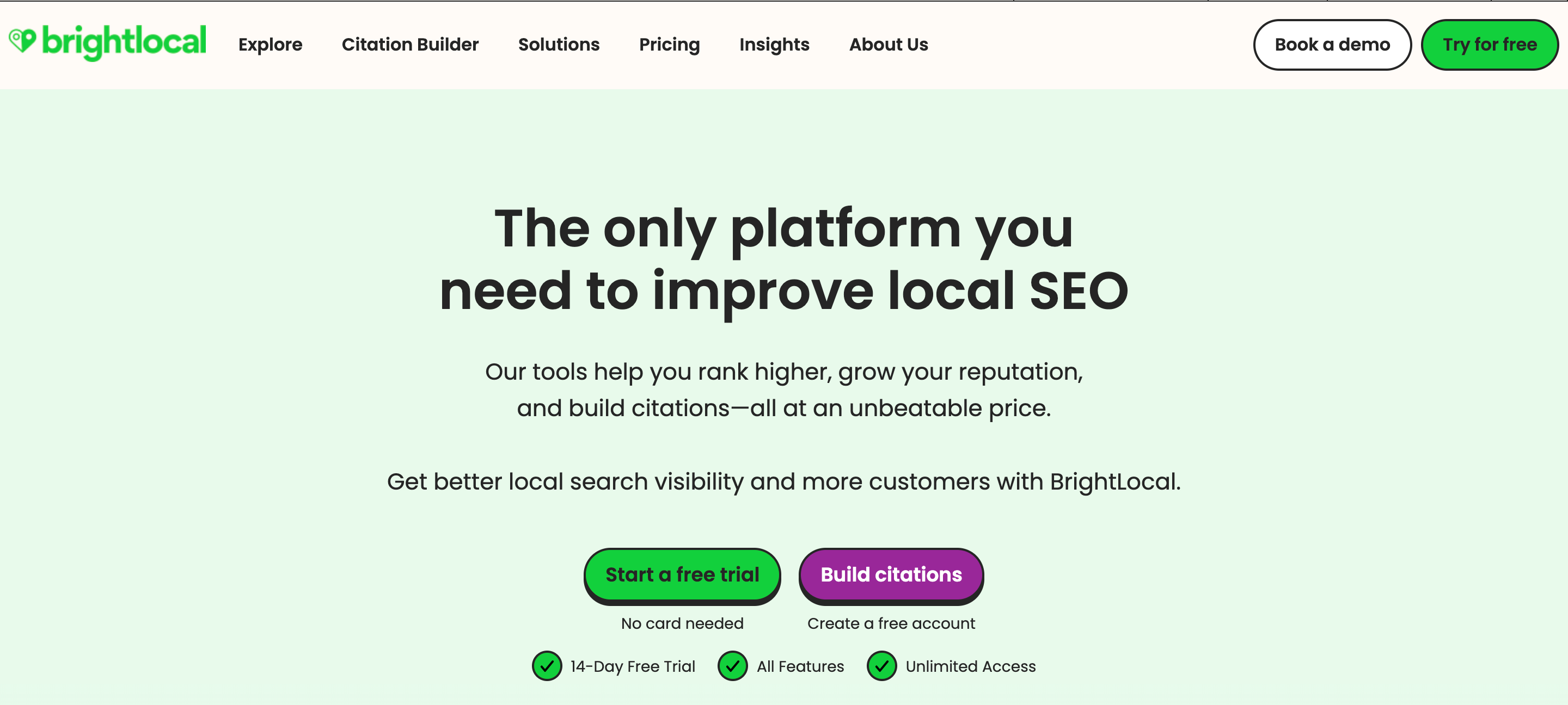 Brightlocal Homepage