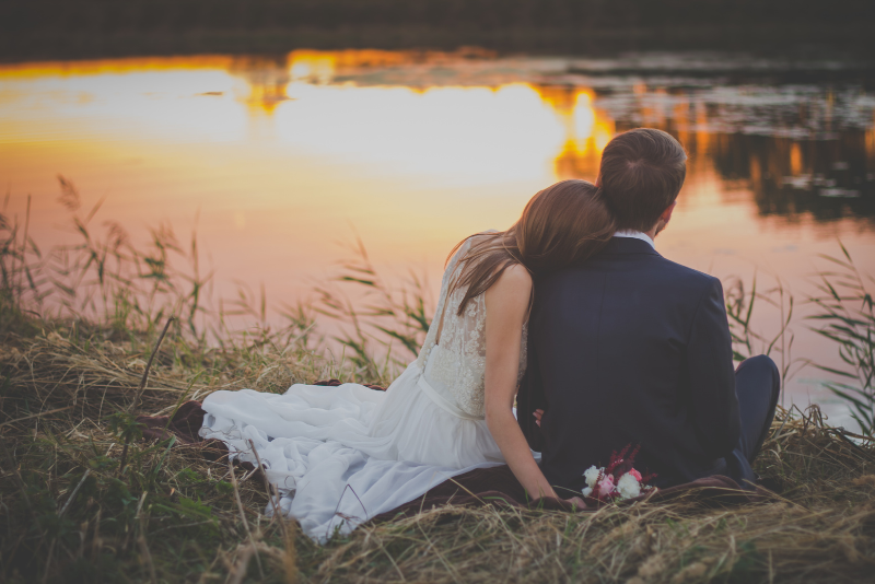 Newlyweds on their wedding night