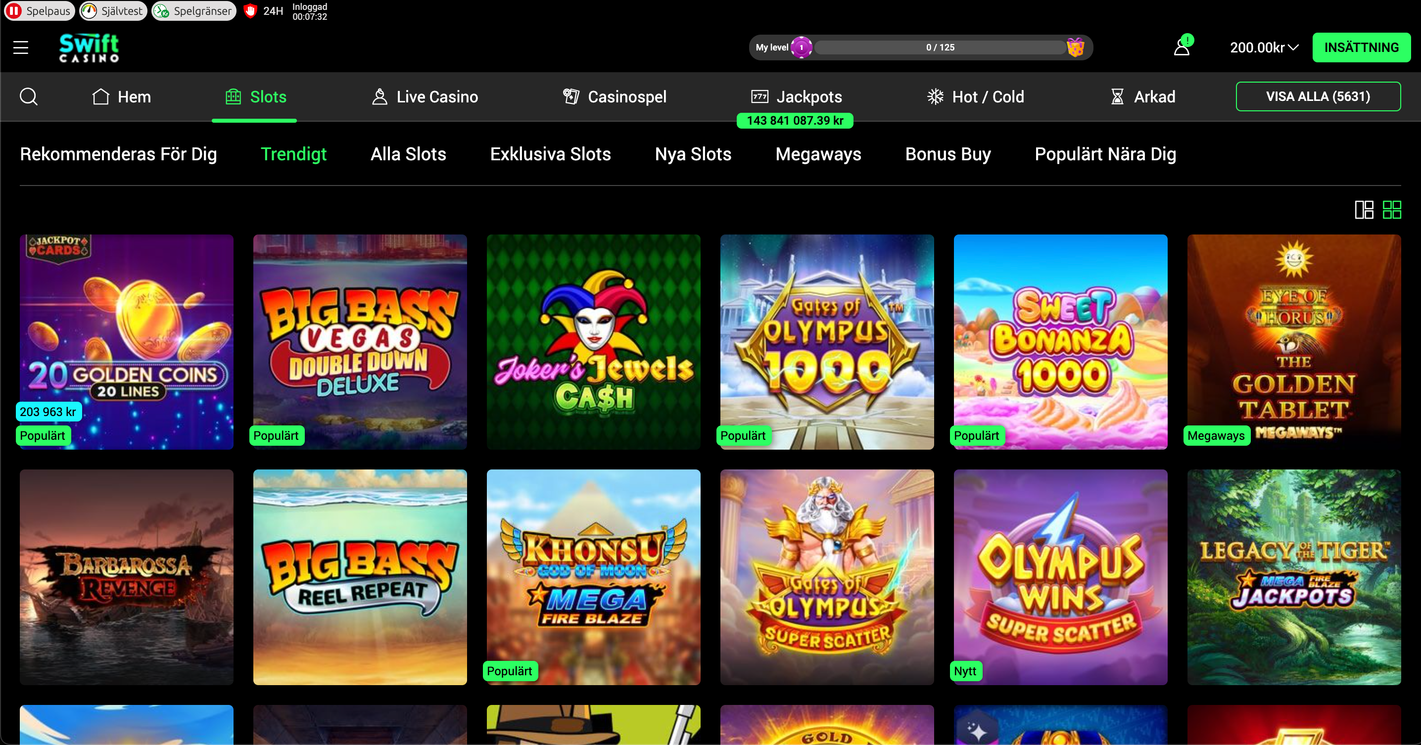 Swift casino populära spel