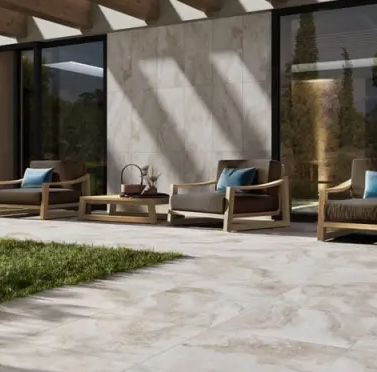 Image: Travertino White/Beige 90×45cm Rectified Matt Porcelain Tile by Blustyle Cotto d’Este at EMC Tiles