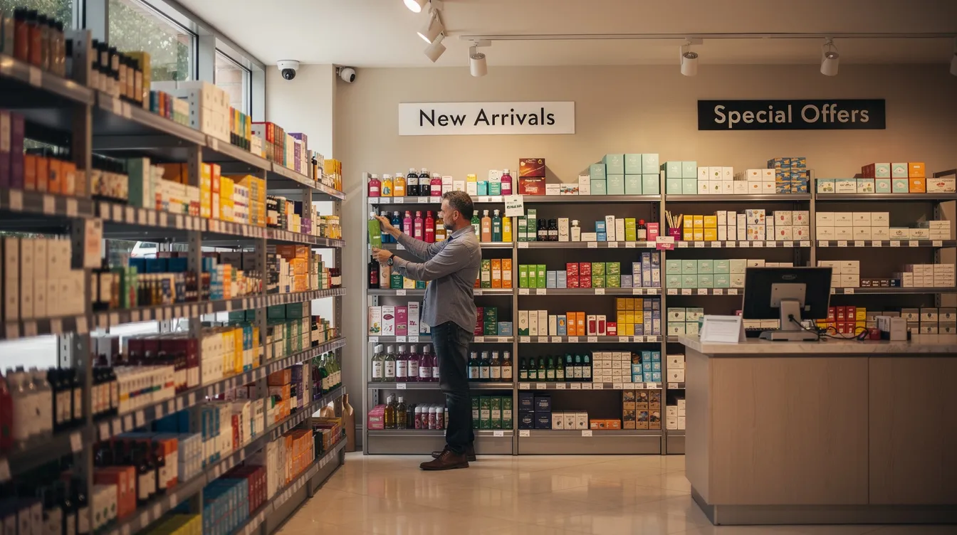 859f8c78 7262 4639 8c74 d95bf90c29aa A small shop owner is meticulously arranging inventory on neatly organized shelves within a retail store, showcasing various products. This scene reflects the essence of micro enterprises and the importance of effective cash flow management for business success.