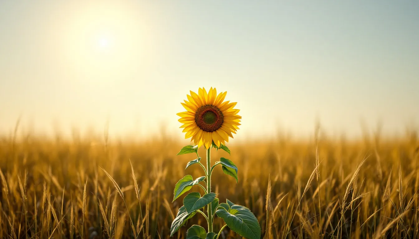 A single sunflower stands tall in a vibrant field, turning its bright yellow face toward the warm sunlight, embodying the idea that "life is the flower" and reminding us that "flowers bloom" in their own time. This beautiful flower symbolizes hope and joy, showcasing nature's ability to inspire and uplift.