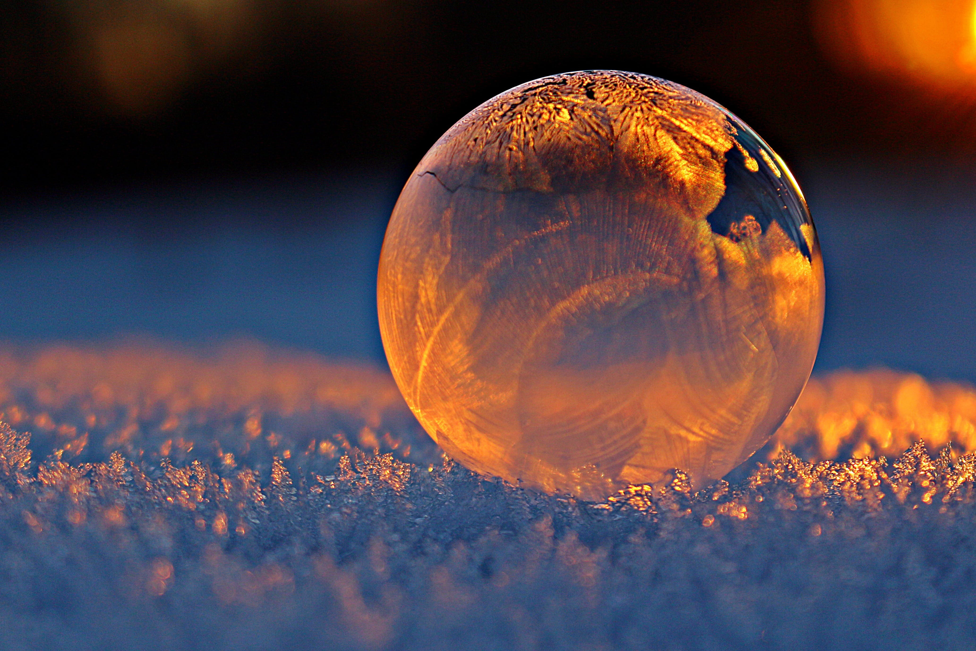 Clear snow ball wrapped in frosting ice