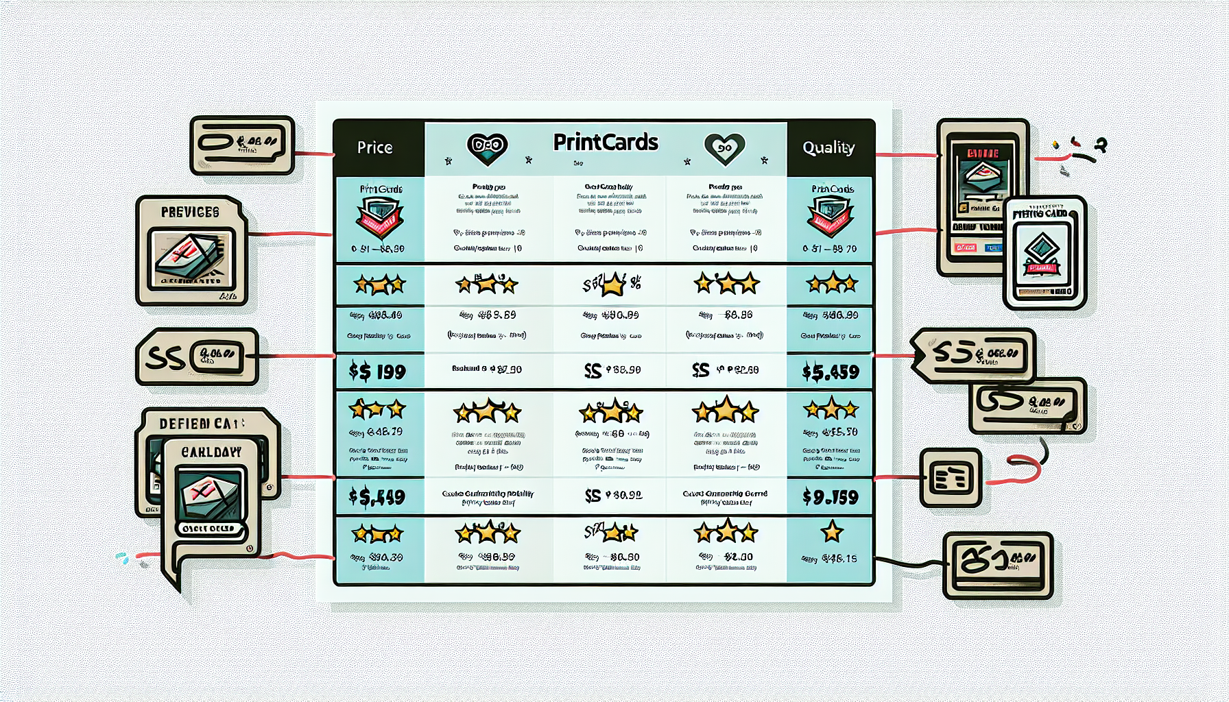 Comparison of custom trading card prices