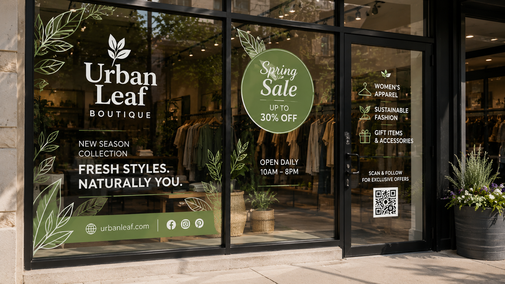 Custom window decals and storefront graphics for retail sale promotion