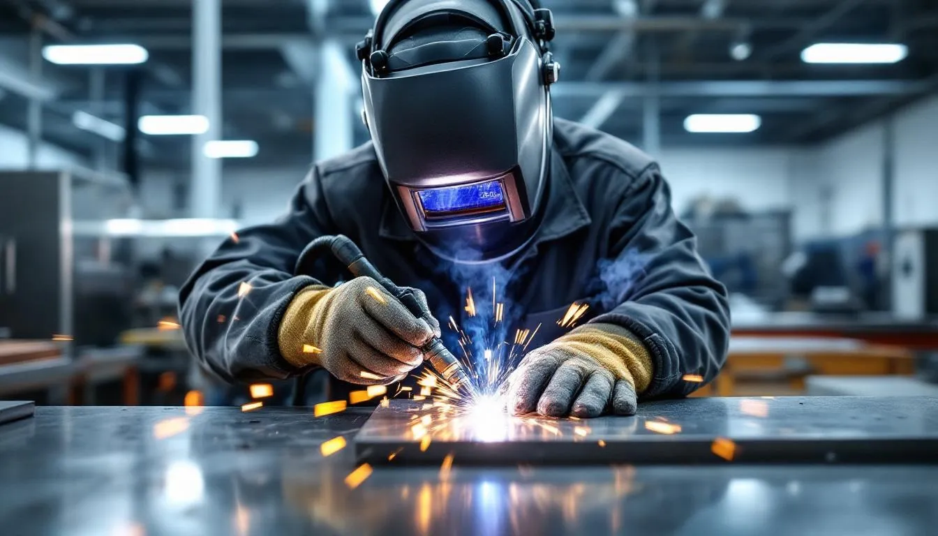 A skilled welder demonstrating proper MIG welding techniques.